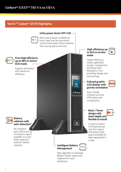 Vertiv Gxt5-2000irt2uxl UPS Power Supply Standa...